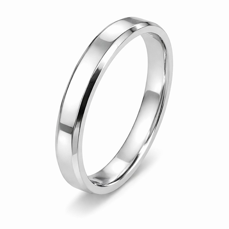 (Unidade) Aliança Chanfrada 3mm - Prata 950